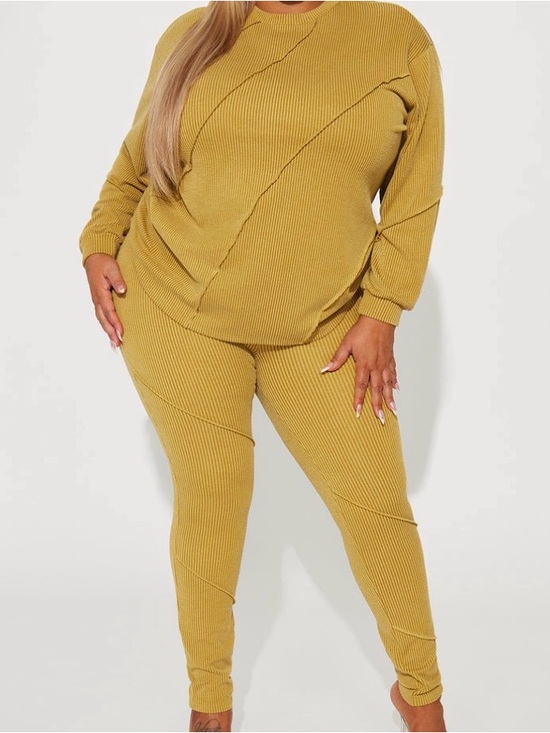 Fashion Nova Sweaters - Fashion Nova Mustard Ribbed Knit Sweater & Legging Set - Women